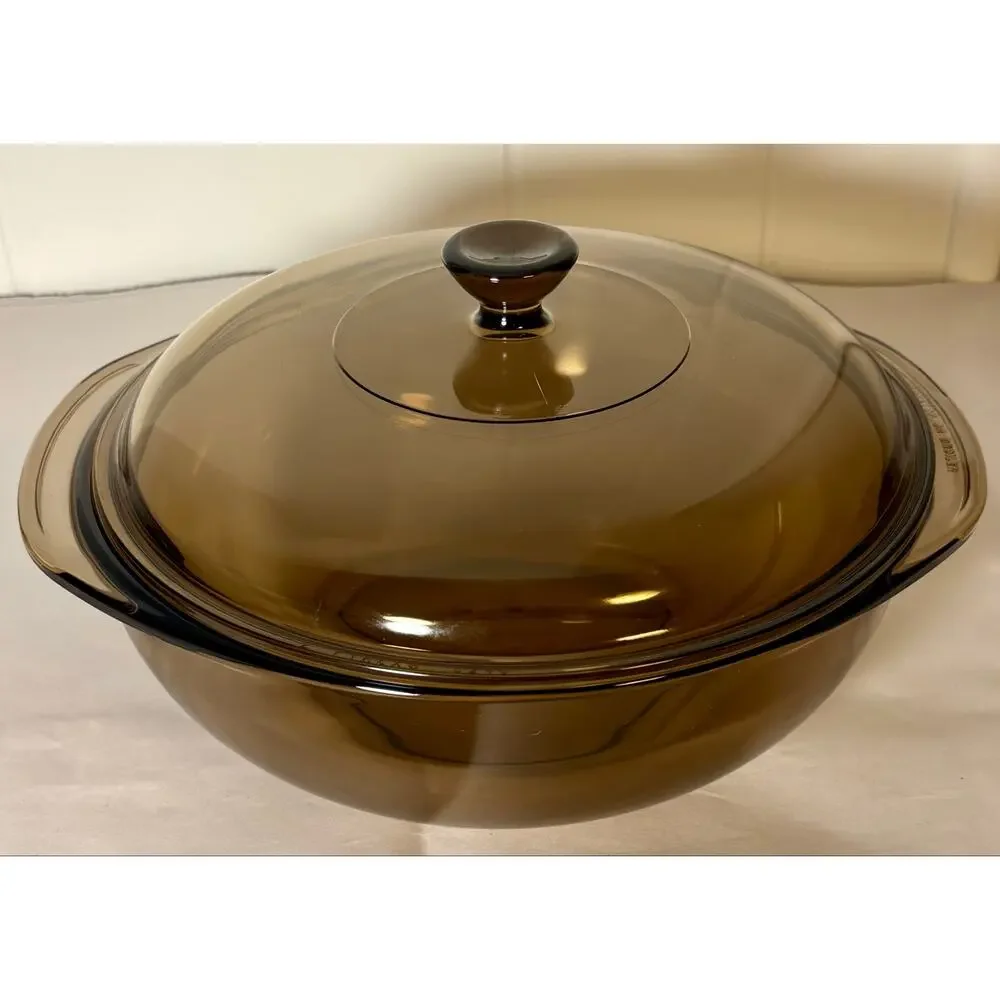 Vintage PYREX #024 AMBER Glass 2 Qt Casserole Dish, with PYREX Knob Lid, USA